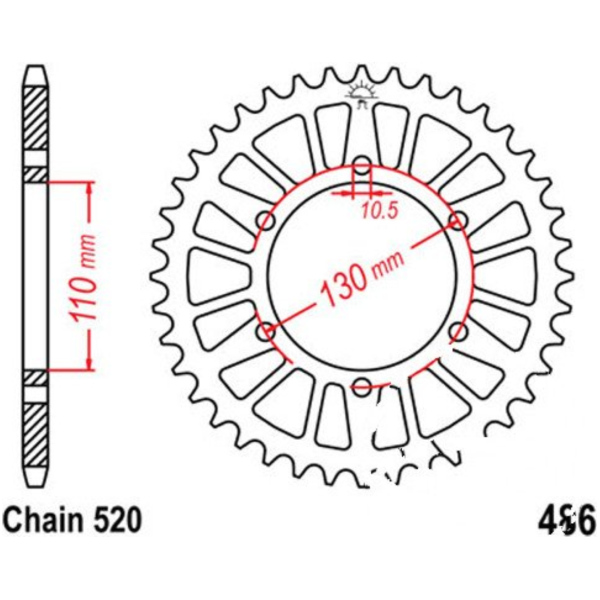 Alu-Kettenrad 45Z Teilung 520 silber_1