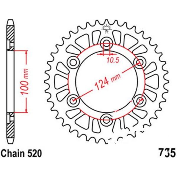 Rear sprocket aluminium 43 tooth pitch 520_1