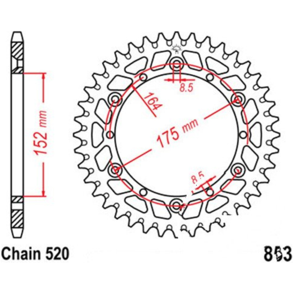 Rear sprocket aluminium 47 tooth pitch 520_1