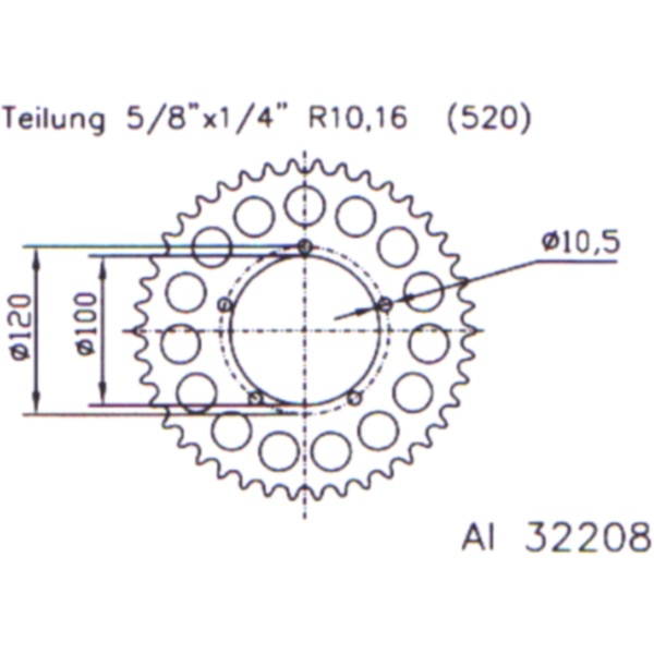 Rear sprocket aluminium 40 tooth pitch 520
