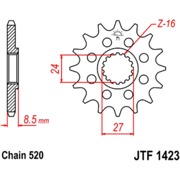 Zahnrad Racing-Ritzel 16Z Teilung 520