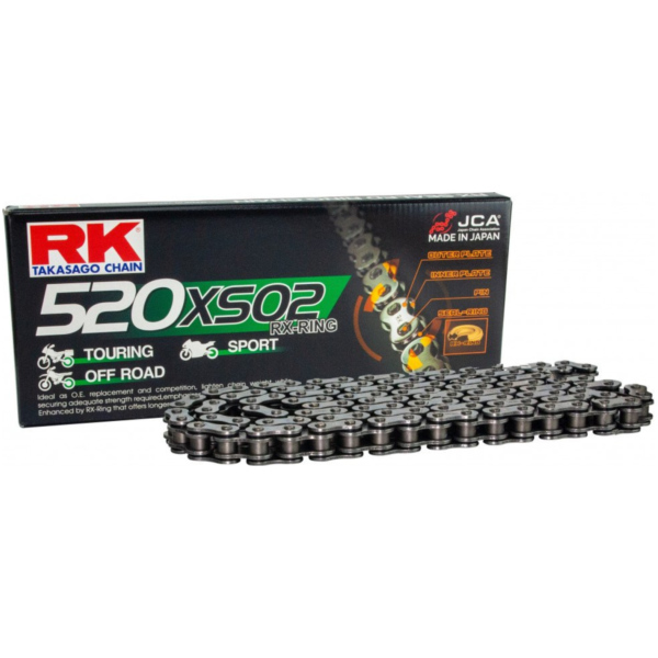Motorradkette RK X-Ringkette 520XSO2/104 passend für Kawasaki GPZ  500 EX500D 1998, 60/50/34/27 PS, 44/37/25/20 kw