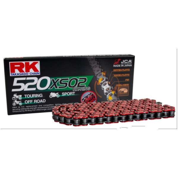Motorradkette RK X-Ringkette RT520XSO2/104 passend für Kawasaki GPZ  500 EX500D 1998, 60/50/34/27 PS, 44/37/25/20 kw