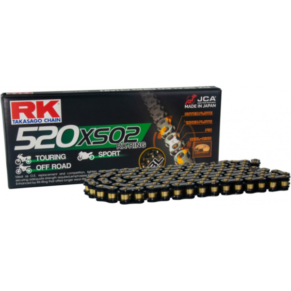 Rk xw-ring chain black/gold 520xso2/118 fitting for KTM EXC Racing 525  2003, 17/61 PS, 12/45 kw