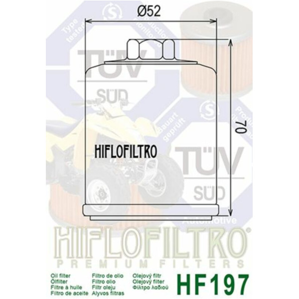 HIFLOFILTRO Oil Filter - HF197 for PGO, Polaris, Aeon