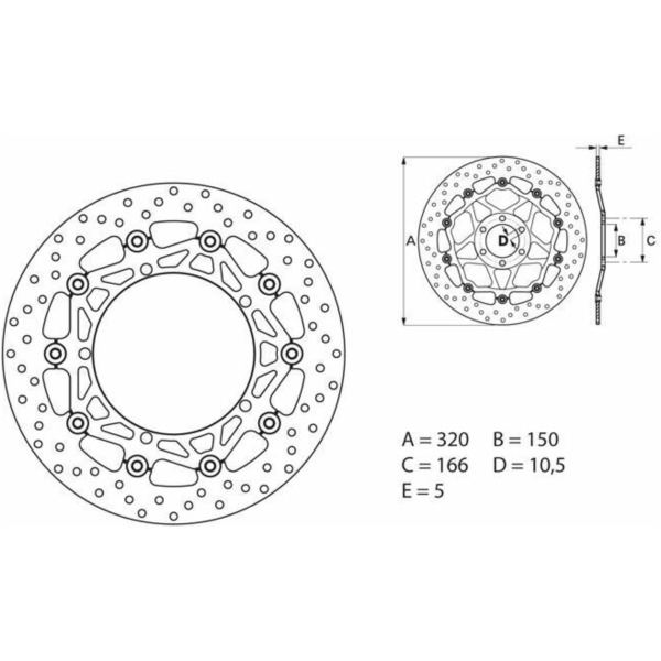 BREMBO Serie Oro Bremsscheibe schwimmend - 78B40872 für Triumph SPEEDTRIPLE1050, SPRINT1050GT, TROPHY1215SE