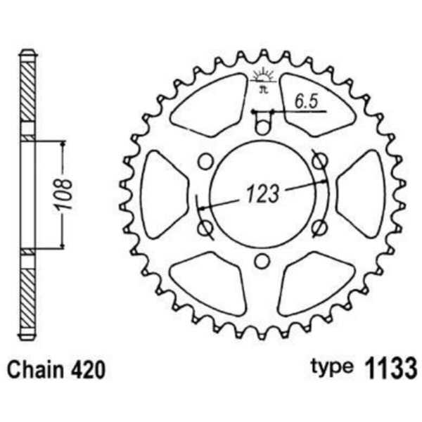 B1 Steel Standard Rear Sprocket - 420 for Peugeot XR6502T