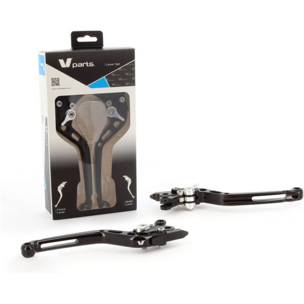 V-PARTS Hebel Standard 175mm CNC-gefräst schwarz/Aluminium-Verschraubungen mit Adaptern paarweise für: Yamaha für FZS1000, YZF-R1, YZF-R6 passend für Yamaha YZF-R6  600 RJ031 2000, 120 PS, 88 kw