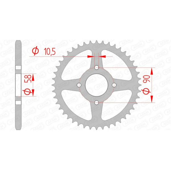 AFAM Steel Standard Rear Sprocket 10221 - 520 for Honda CA125, REBEL250, VT125C KTM 125DUKE, 200DUKE fitting for Honda CA Rebel 125 JC24 1995, 11 PS, 8,1 kw