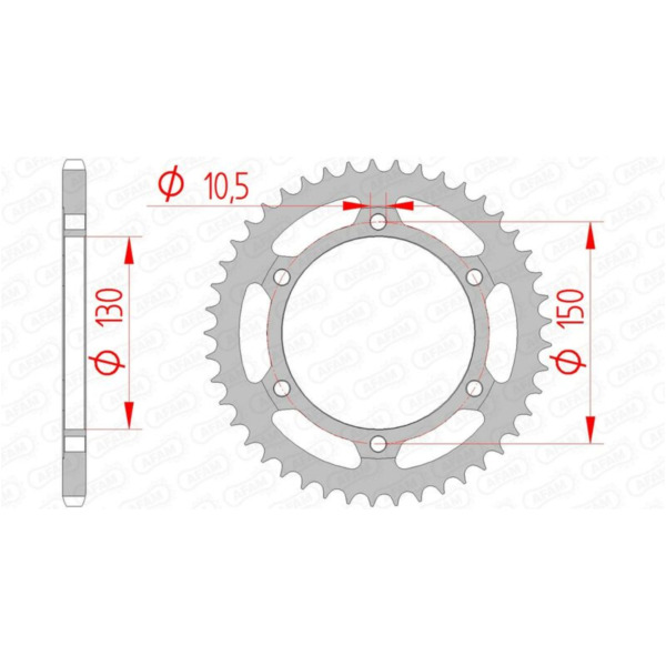 AFAM Steel Standard Rear Sprocket 10501 - 520 for Honda FMX650, FX650, NX500DOMINATOR 10501-45