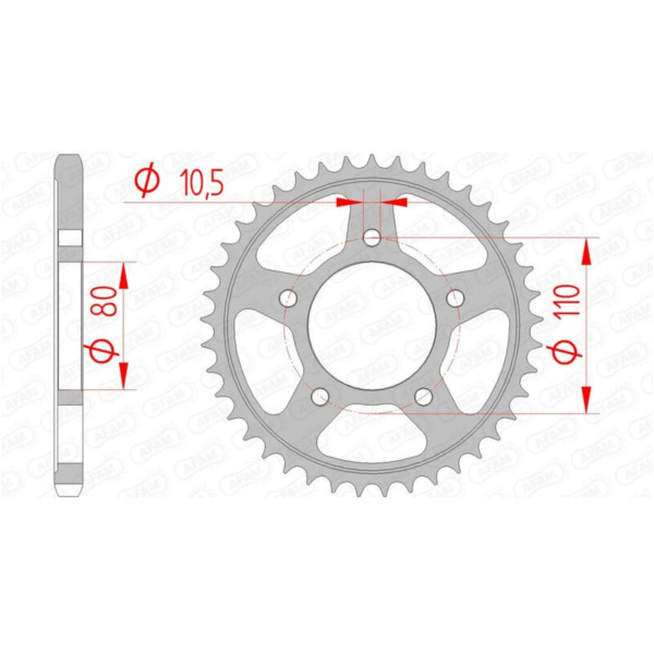 AFAM Steel Standard Rear Sprocket 10504 - 525 for Honda CB450, REBEL450, VT600CSHADOW 10504-44