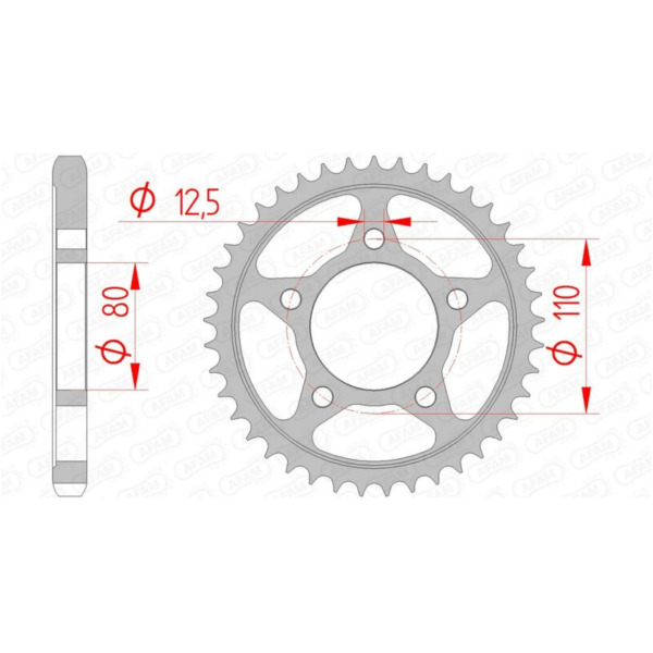 AFAM Steel Standard Rear Sprocket 10605 - 530 for Honda CB1000F, CB1100, CB750 10605-45