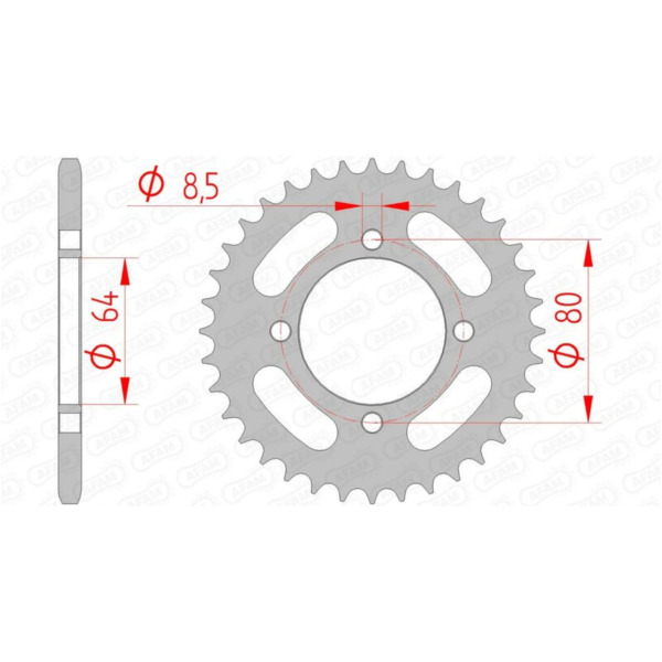 AFAM Steel Standard Rear Sprocket 12101 - 420 for Yamaha CHAPPY50, PW80, RT100 12101-37