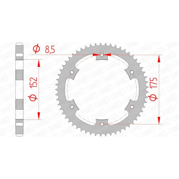 AFAM Standard Stahlritzel hinten 12207 - 428 für Yamaha DT125, TDR125, WR125 12207-55 passend für Yamaha DT  125 4BL 1995, 12 PS, 9 kw