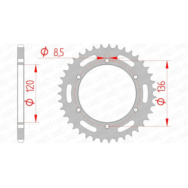 AFAM Standard Stahlritzel hinten 12304 - 520 für Yamaha FZR600GENESIS, RD350, SZR660 12304-45 passend für Yamaha TZR  250 2MA 1987, 50 PS, 37 kw