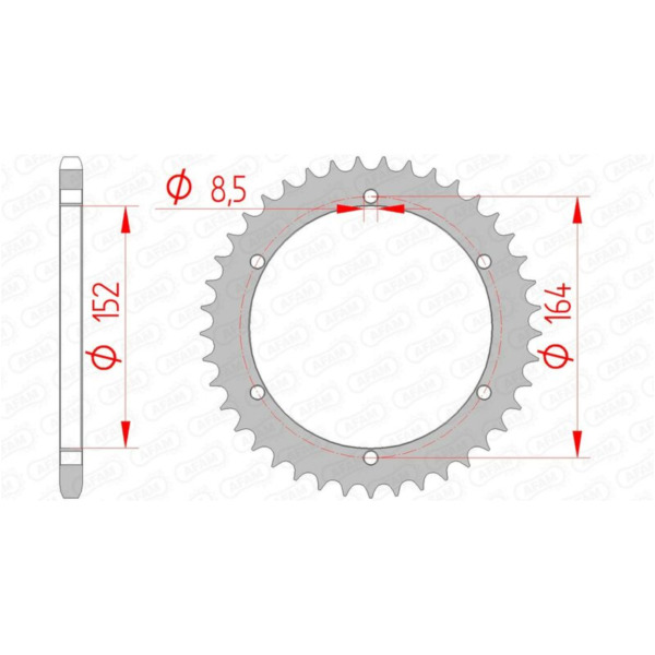 AFAM Steel Standard Rear Sprocket 12502 - 520 for Yamaha, Derbi, Triton 12502-41