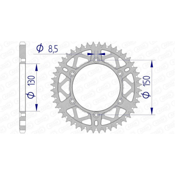 AFAM Ultraleichtes selbstreinigendes Aluminiumritzel hinten 13323 - 520 für Yamaha TT-R125, TT-R230, WR125 Fantic XE125, XX125 13323+47