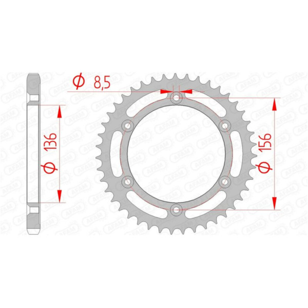 AFAM Steel Standard Rear Sprocket 14506 - 525 for Suzuki DR650, XF650 14506-43