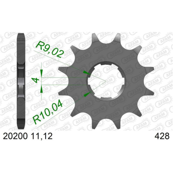 AFAM Standard Stahlritzel vorne 20200 - 428 für Honda, Daelim, Derbi 20200-12