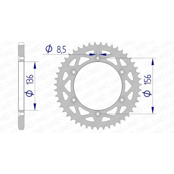 AFAM Aluminiumritzel hinten 15206 - 520 für Husqvarna, Sherco, für: Gas Gas 15206N-52