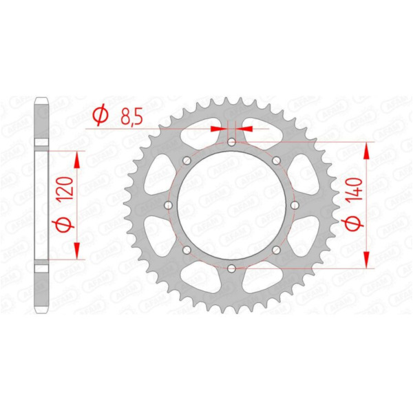 AFAM Steel Standard Rear Sprocket 16600 - 520 for Kawasaki ESTRELLA250, KL650TENGAI, KLE500 16600-44