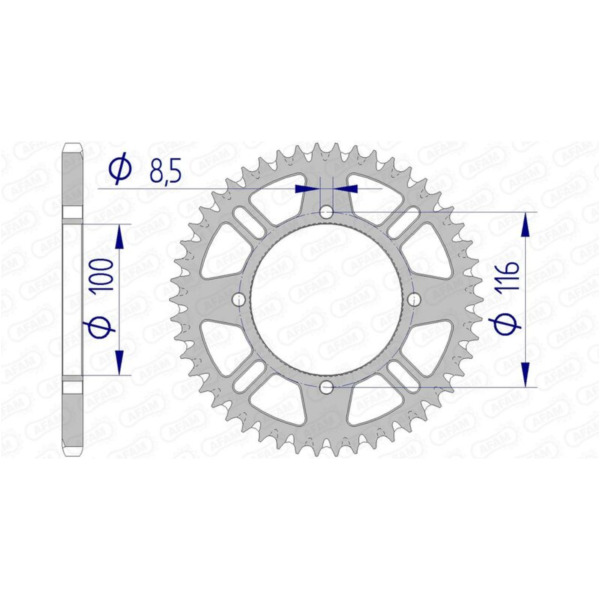 AFAM Aluminium Ultra-Light Self-Cleaning Rear Sprocket 17104420 for Kawasaki KX100, KX80, KX85 Suzuki RM100, RM80 17104+53