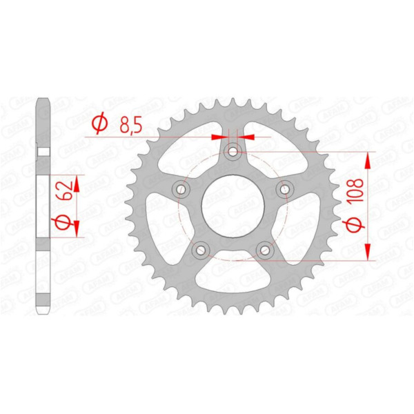 AFAM Standard Stahlritzel hinten 44203 - 520 für Cagiva MITO125, PLANET125, RAPTOR125 Aprilia PEGASO125, RS125, TUAREG125 44203-39 passend für Cagiva Mito 7-Gang 125  1991, 31 PS, 23 kw