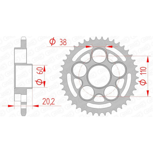 AFAM Steel Standard Rear Sprocket 50614 - 520 for Ducati 800MONSTER fitting for Ducati Monster  800 M414AA/M421AA/M422AA 2007, 77 PS, 57 kw