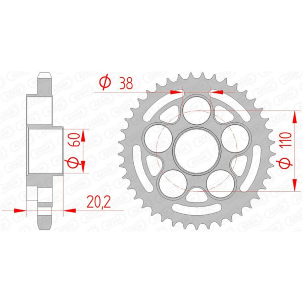 AFAM Steel Standard Rear Sprocket 50800 - 525 for Ducati 1000MONSTER, 1000MULTISTRADA, 1100HYPERMOTARD 50800-41