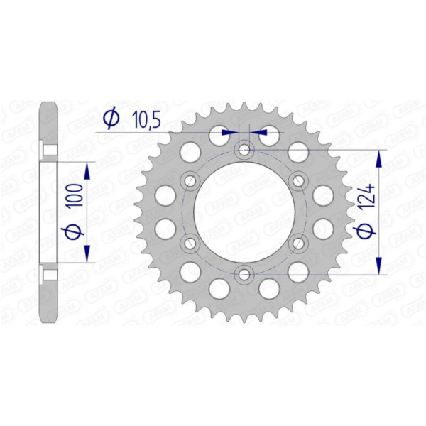 AFAM Aluminiumritzel hinten 51609 - 525 für Ducati 1000MONSTER, 1000MULTISTRADA, 1000SSSUPERSPORT 51609-38