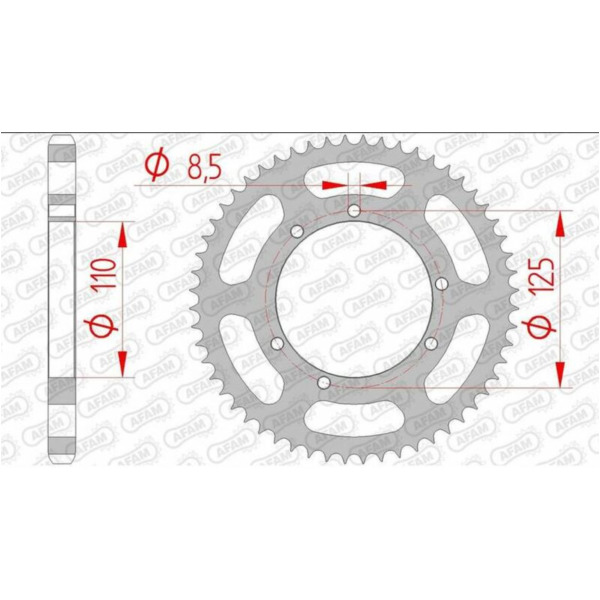 AFAM Steel Standard Rear Sprocket 59104 - 428 for Sherco SE125CITYCORP, SE50, SM125CITYCORP