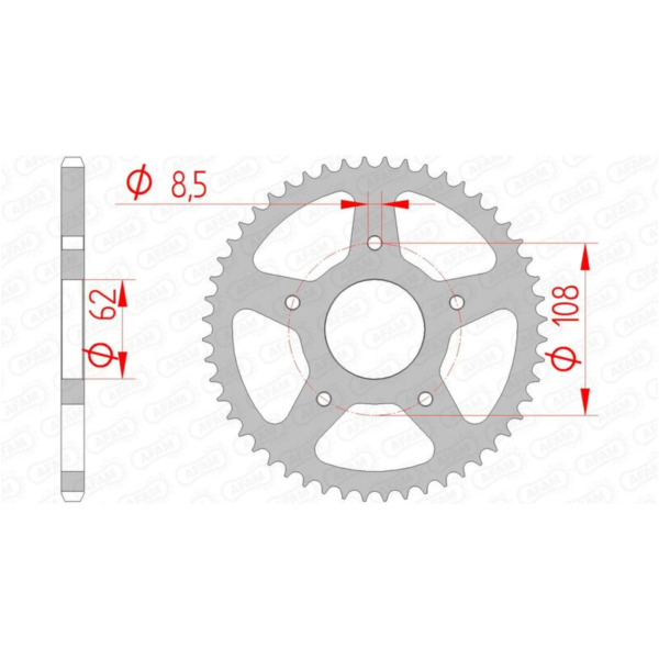AFAM Steel Standard Rear Sprocket 92122 - 420 for Peugeot, Rieju, Motor Hispania