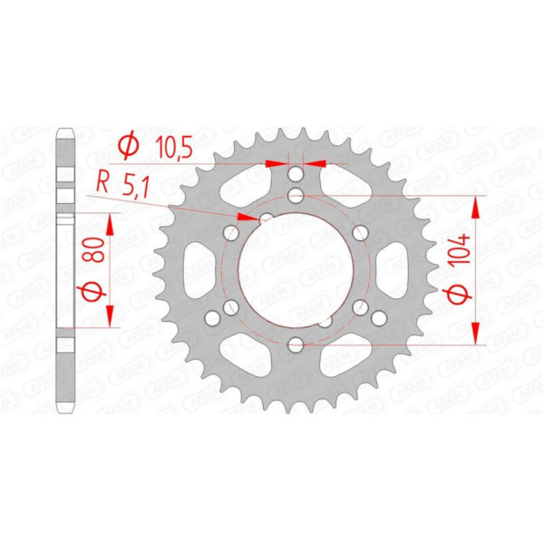 AFAM Standard Stahlritzel hinten 98300 - 520 für Polaris SCRAMBLER400, SCRAMBLER500, SPORT400 98300-34