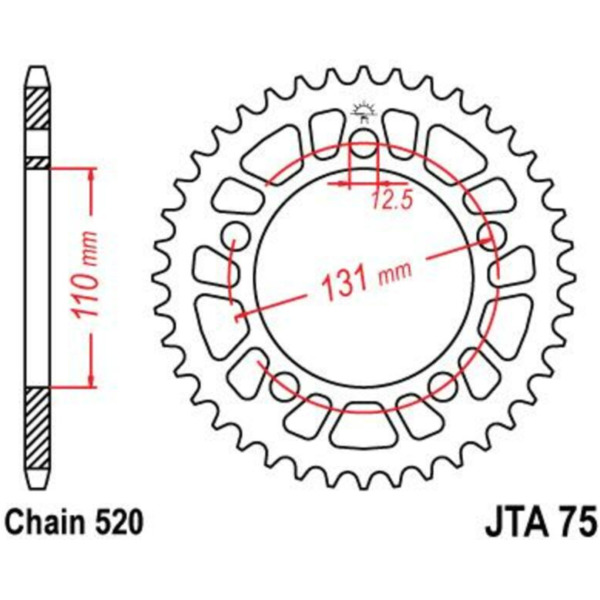 JT SPROCKETS Aluminium Ultra-Light Rear Sprocket 75 - 520 for BMW S1000RR JTA75.44