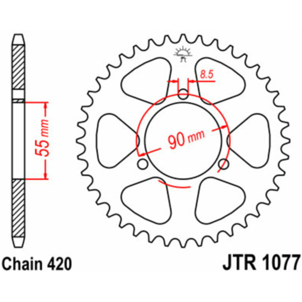 JT SPROCKETS Standard Stahlritzel hinten 1077 - 420 für Rieju NKD50, RS250