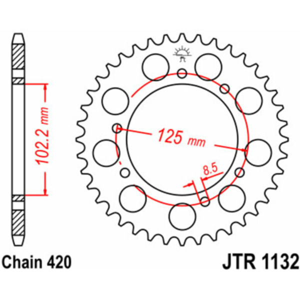 JT SPROCKETS Standard Stahlritzel hinten 1132 - 420 für Derbi SENDA50 Gilera RCR50