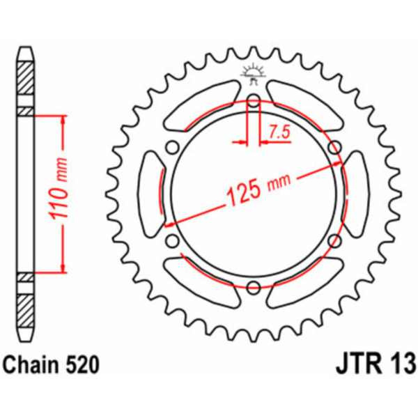 JT SPROCKETS Standard Stahlritzel hinten 13 - 520 für Cagiva ALETTAORO125, BLUES125, FRECCIA125