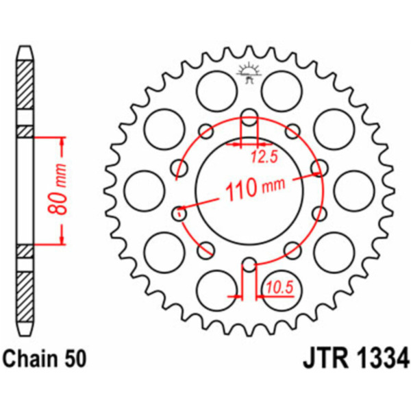 JT SPROCKETS Steel Standard Rear Sprocket 1334 - 530 for Honda CB1000F, CB1100, CB750