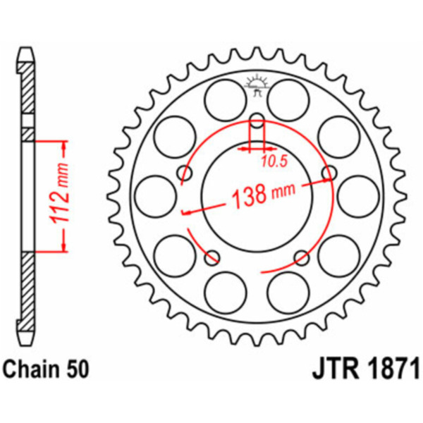 JT SPROCKETS Standard Stahlritzel hinten 1871 - 530 für Yamaha YZF-R6 passend für Yamaha YZF-R6  600 RJ031 2000, 120 PS, 88 kw