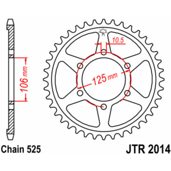 JT SPROCKETS Steel Standard Rear Sprocket 2014 - 525 for Triumph DAYTONA675, STREETTRIPLE675, TIGER800