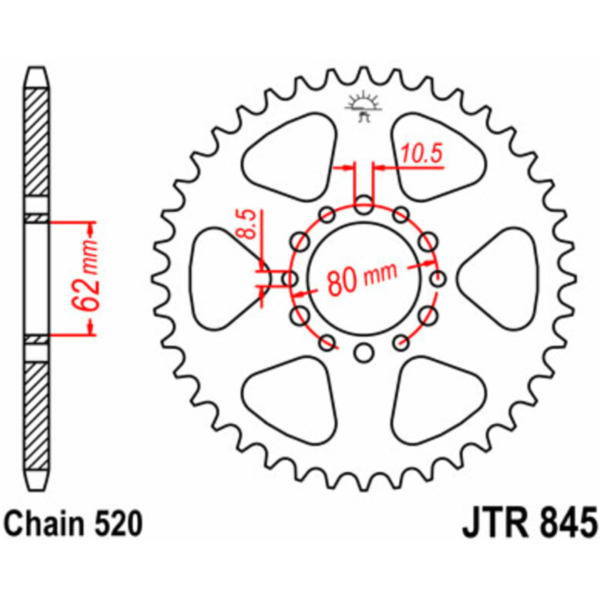JT SPROCKETS Standard Stahlritzel hinten 845 - 520 für Yamaha RD250, SR250, XT250 JTR845.46 passend für Yamaha XT  250 3Y3 1981, 22 PS, 16 kw