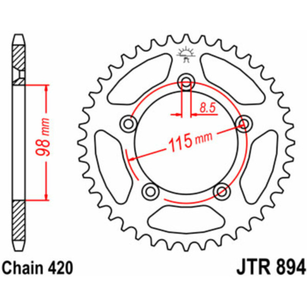 JT SPROCKETS Steel Standard Rear Sprocket 894 - 420 for KTM 60SX, 65SX Husqvarna TC65 JTR894.48