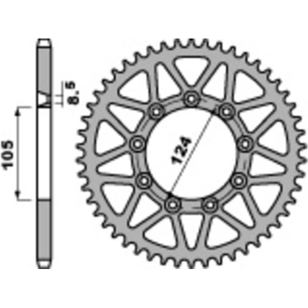 PBR Steel Standard Rear Sprocket 3505 - 520 for TM Racing EN125, EN144, EN250 VOR EN400ENDURO 3505.52.C45