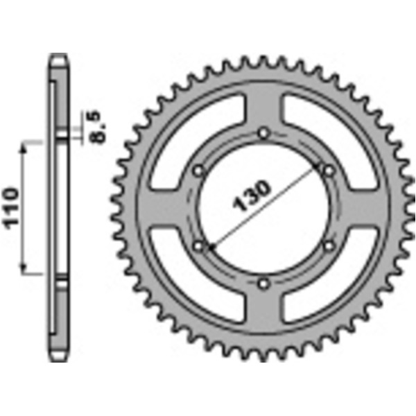 PBR Standard Stahlritzel hinten 4372 - 428 für Yamaha TZR125