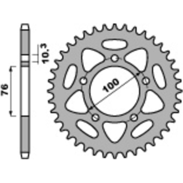 PBR Ultraleichtes Aluminiumritzel hinten 4456 - 525 für Benelli TNT1130, TORNADO3900, TORNADO900 4456.44.L