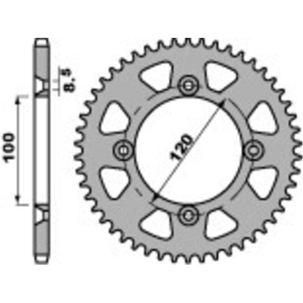 PBR Ultraleichtes Aluminiumritzel hinten 798 - 428 für Yamaha YZ80, YZ85 Suzuki RM85