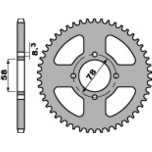 PBR Steel Standard Rear Sprocket 810 - 428 for Suzuki GN125, GP125, GS125