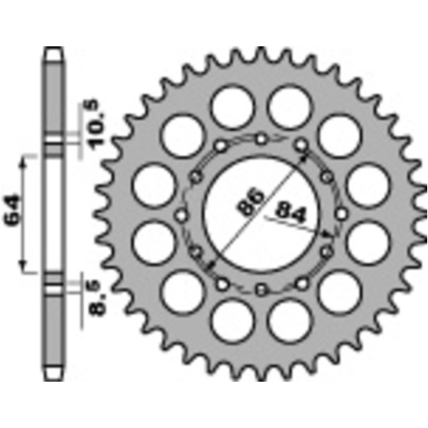 PBR Standard Stahlritzel hinten 814 - 530 für Suzuki GS400, GS450, GS550 passend für Suzuki GSX Katana 400 GS40XF 1981, 42 PS, 31 kw