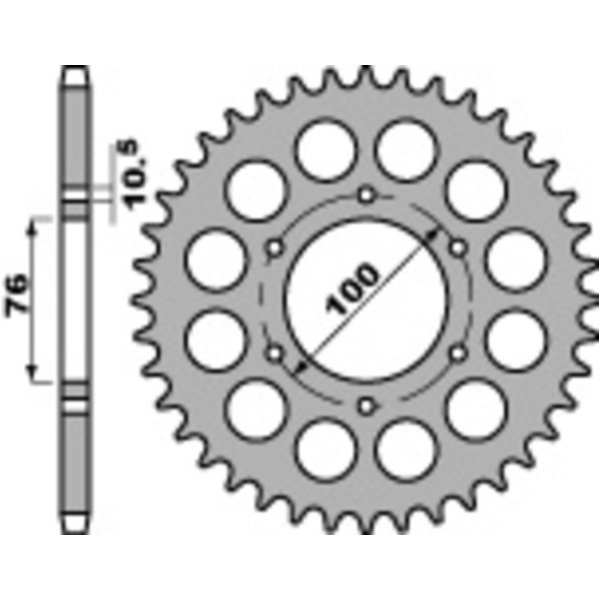 PBR Steel Standard Rear Sprocket 816 - 530 for Suzuki GR650, GS500, GS550 Husqvarna SM610 816.50.C45 fitting for Suzuki GSX Katana 400 GS40XF 1981, 42 PS, 31 kw