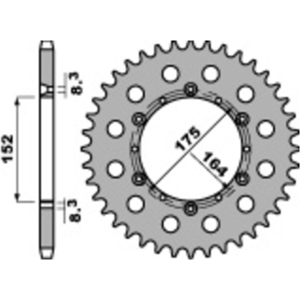 PBR Standard Stahlritzel hinten 856 - 520 für Yamaha DT200, DT400, SR500 856.42.C45